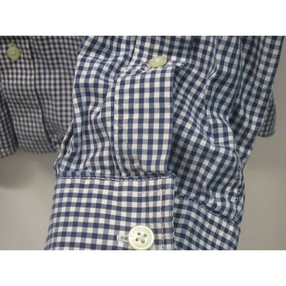 Abercrombie & Fitch Muscle Style-Navy Gingham Mens Button Up Dress Shirt Medium - Picture 5 of 6